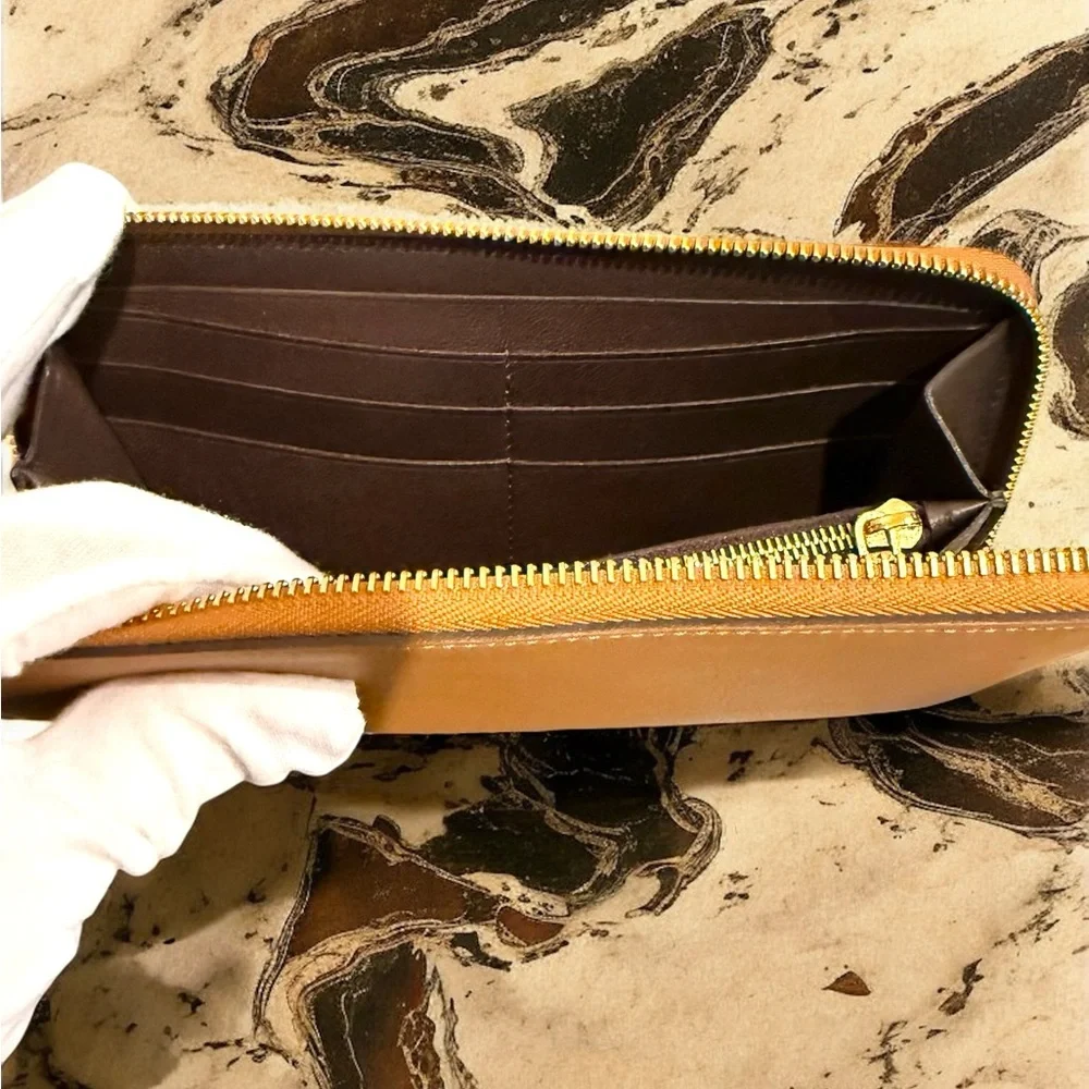 Louis Vuitton Articles De Voyage Veau Soie Lena Calfskin Camel Zippy Wallet - Picture 8 of 10